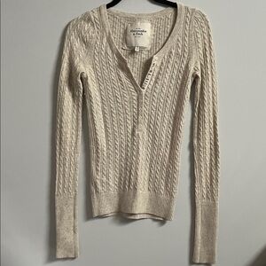 Abercrombie and fitch vintage y2k white cream cable knit rabbit hair Henley top
